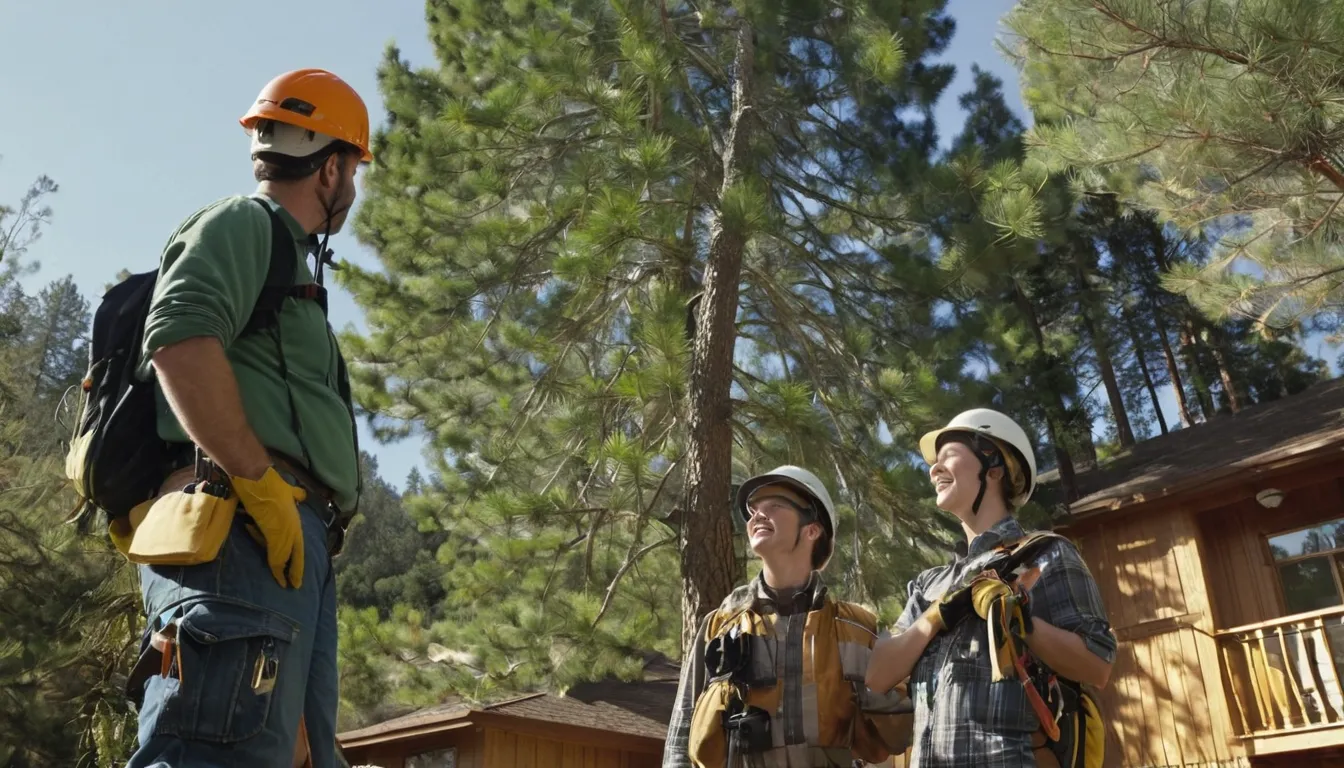 Independent tree removal provider inspecting a tall tree beside a frame home near Wheat Ridge